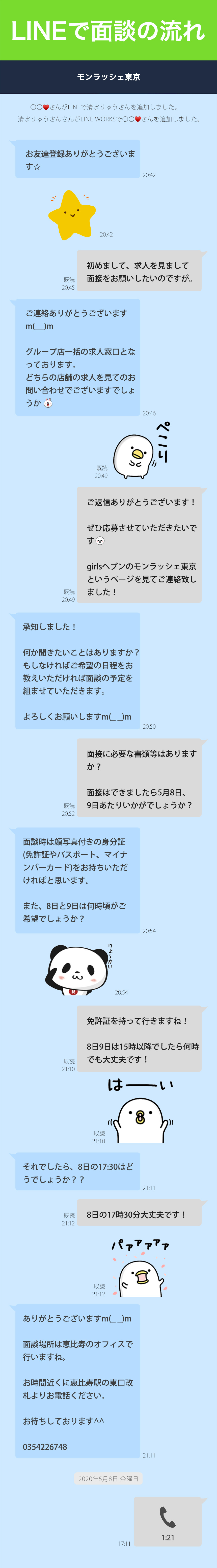 LINEで面談の流れを見る